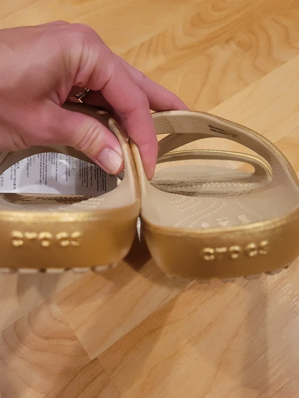 CROCS Kadee II Metallic Sandals Women's Gold Strappy Slide Sandals Size 7 New